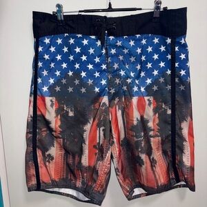 Joe boxer American flag palm tree board shorts red white blue no lining men’s 30